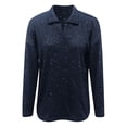 thumbnail image 3 of Women's Autumn Sweater Sparkly Soft Pullover Sweater (Dark Blue XXL), 3 of 3