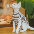 thumbnail image 5 of Sphynx Cat Clothes Striped Cat T-Shirt Stretchy Cat Sweater Apparel,L,Brown, 5 of 6