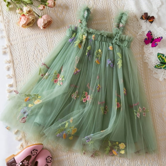 Juslio Girls Dresses Round Neck Kids Flower Clothing Short Sleeve Solid Casual Girl Dress