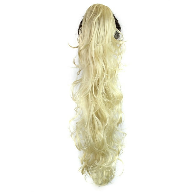 Riforla Extensions de Cheveux Longs à Clip Bouclés Queue de Cheval à Pince Perruques Ondulées pour Femmes