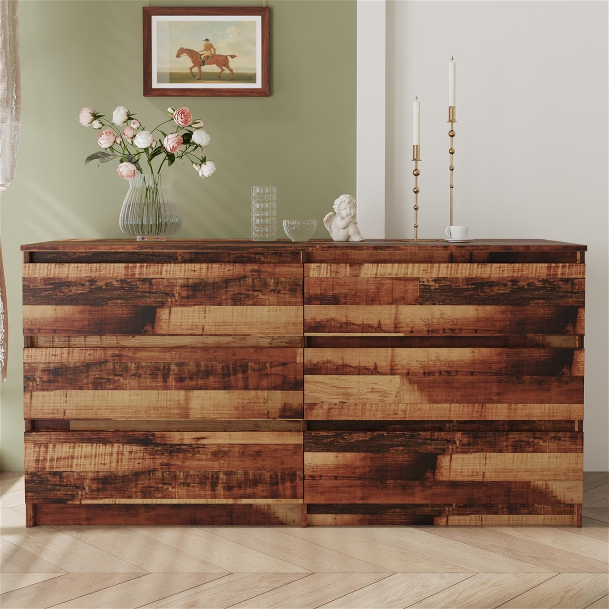 Resenkos Mid Century Modern 6 Drawer Dresser With Cutout Handle For resenkos-mid-century-modern-6-drawer-dresser-with-cutout-handle-for
