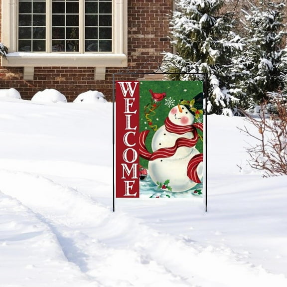 Welcome Snowman Christmas Garden Flag - 28" x 40", Double Sided