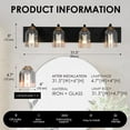 thumbnail image 5 of Fine Maker 4-Light Black and Gold Bathroom Wall Lights with Clear Glass Shades, 5 of 10