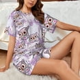 thumbnail image 4 of Sikiie Owl And Floral Womens Pajama Sets Short Sleeve Top With Pants Sleepwear 2 Piece Lounge SetMedium, 4 of 6