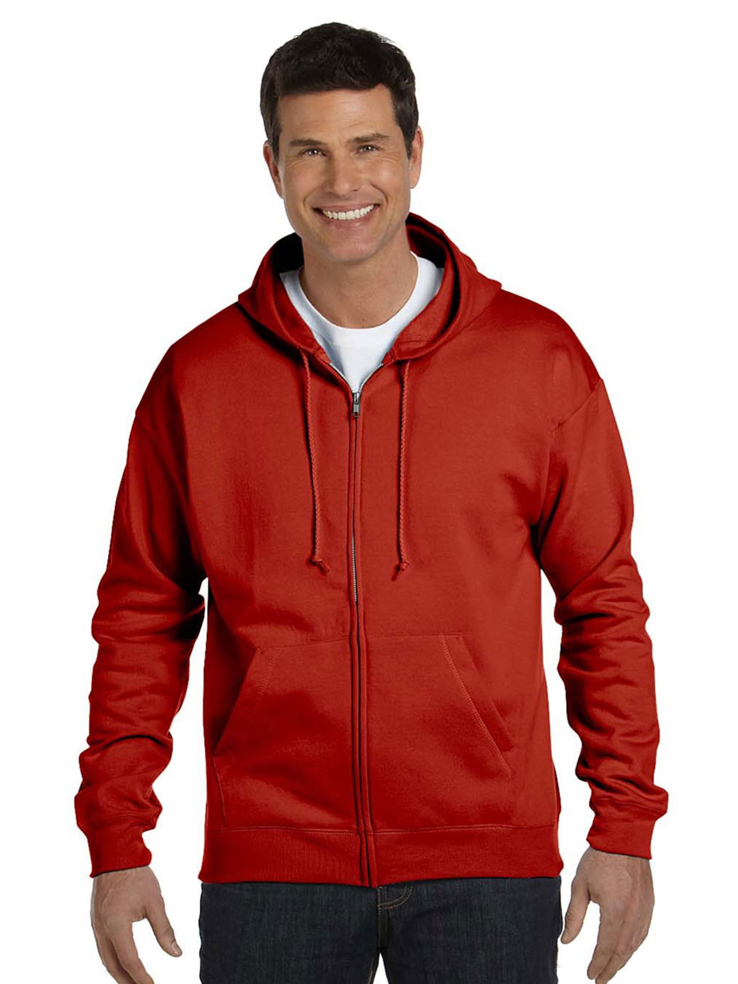 Hanes Men's EcoSmart Full Zip Hooded Sweatshirt - Walmart.com