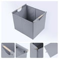 thumbnail image 2 of Unique Bargains Fabric Storage Bin with Wooden Handles Gray 15*12.8*12.8, 2 of 6