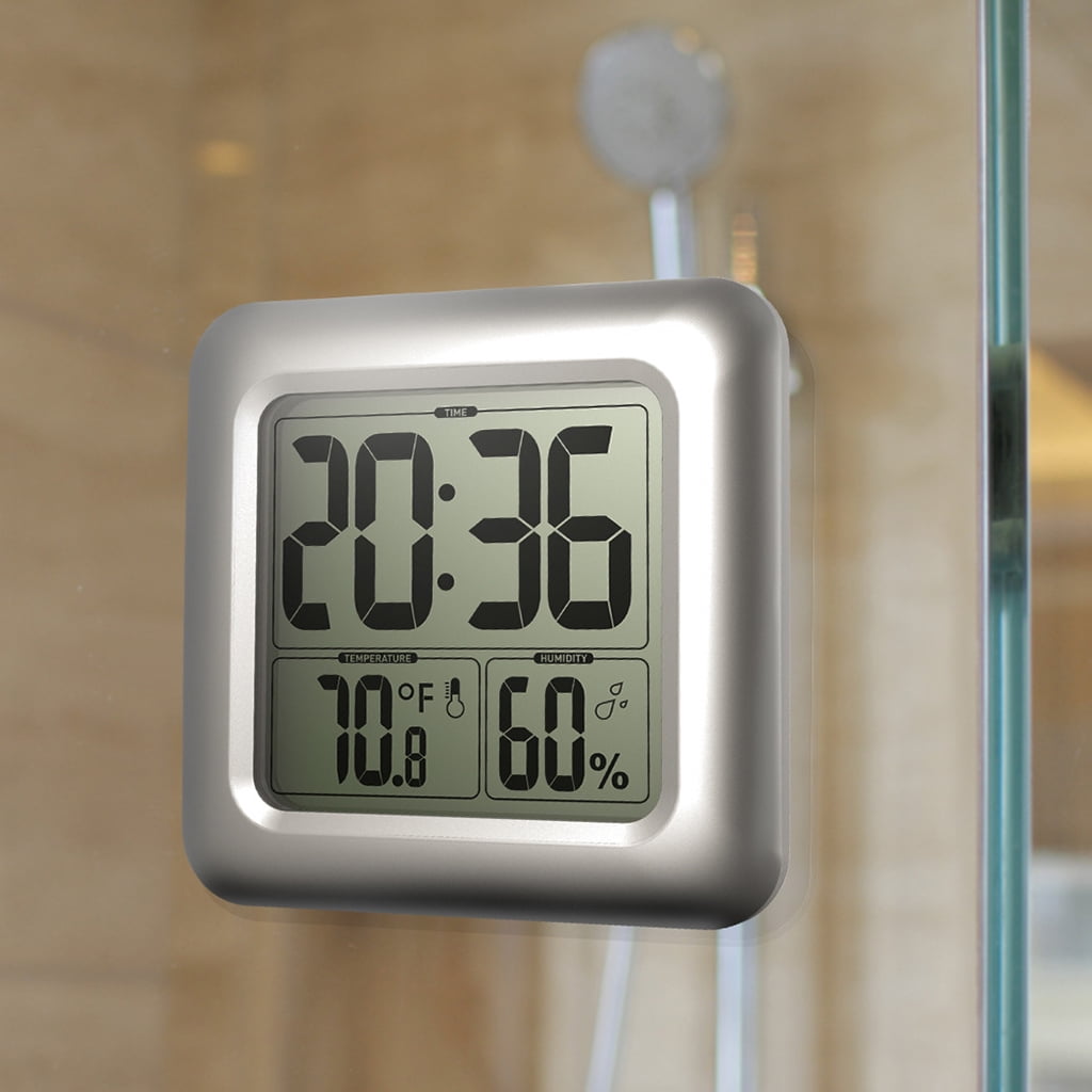 Bathroom LCD Display Electronic Temperature Humidity Meter Digital Hygrometer for Time Watch Alarm Shower Cl