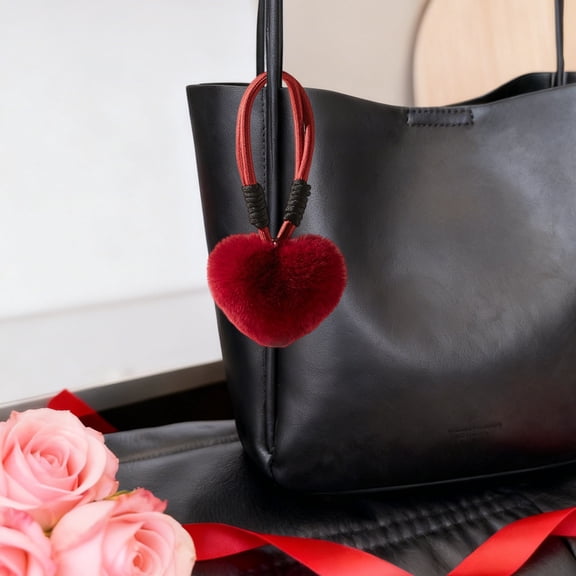 Heart Keychain - 3.94" Cute Plush Bag Decor, Adorable Handbag Accessory, Gift for Women Girl, Backpack Car Pendant & Purse Decorations