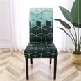 thumbnail image 2 of Chair Covers for Dining Room Set of 4, Spandex Stretch Dining Room Chair Cover, Removable Washable Kitchen Parsons Chair Covers Seat Slipcovers, Teal Cubes, 2 of 6