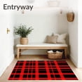 thumbnail image 3 of ODIKA 8'x10' Machine Washable Non-Slip Area Rug, Holiday Buffalo Check Pair Featuring Contrasting Dark and Bright Stripes High Traffic Rug, Red, 627566, 3 of 7