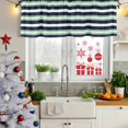 thumbnail image 6 of Green Navy Blue Striped Valances for Windows, Decorative Rod Pocket Window Valance Curtains, Chic Abstract Lines Geometric Short Curtain Drapes for Kitchen/Living Room, 2 Panels, 60" W x 18" L, 6 of 8
