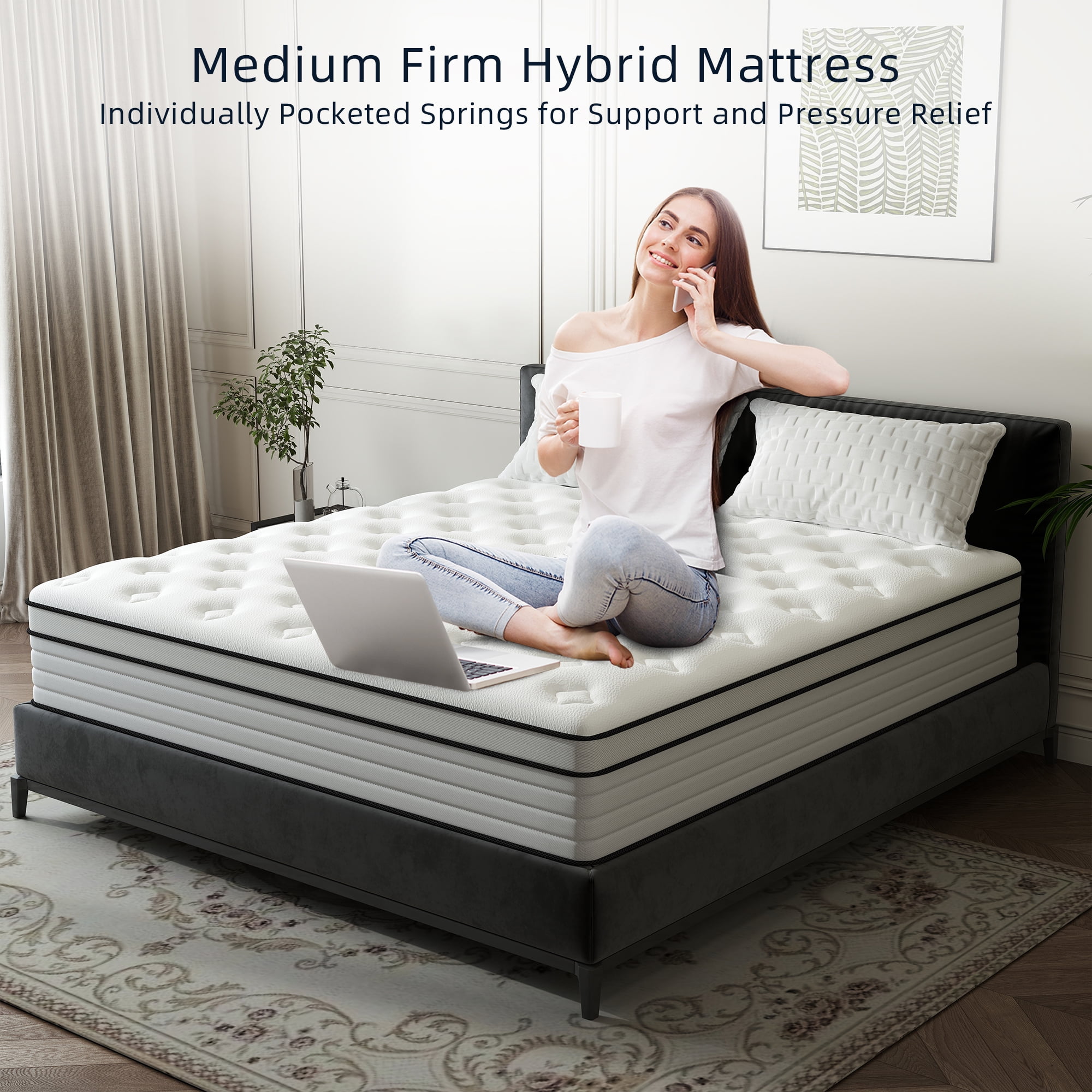Yilicy 12 inch Full Hybrid Mattress, Gel Memory Foam Mattress in a Box, Pressure Relief