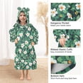 thumbnail image 3 of FORMRS Wearable Blanket Hoodie with Sleeves for Kids Cozy Flannel Sweatshirt, Small White Flowers, 3 of 7