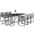 thumbnail image 1 of 11-Piece Wicker Patio Dining Set, Light Grey PE Rattan Outdoor Furniture with 64.6" Glass Top Table, 6 Armchairs & 4 Stools, Large Garden Seating Set for Backyard or Patio, 1 of 7