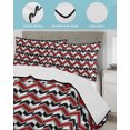 thumbnail image 4 of Black Red,Queen Size Down Alternative Comforter,Lightweight Comforter Quilt Bedding Set with Pillow Shams Abstract Minimalist Geometric Lines Stripes Art Bed Comforter Duvet Insert 90"x96", 4 of 7