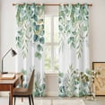 thumbnail image 4 of Sage Green Eucalyptus Leaves Kitchen Curtains 96 Inch Length, Spring Summer Botanical Grommet Top Bedroom Living Room Curtains, Light Filtering Cafe Curtain Drapes 2 Panels Set 104''x96'', 4 of 9