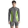thumbnail image 1 of Yeahdor Men's Color Block Long Sleeve Surfing Swimsuit Zipper Bathing Suit Sun Protection Rash Guard Grey M, 1 of 5