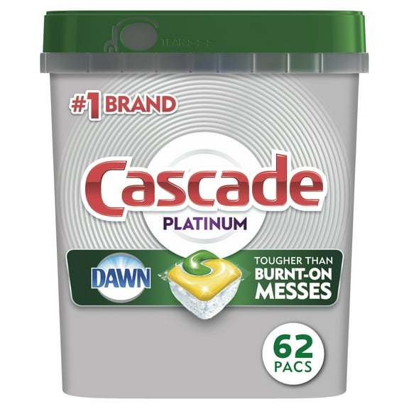 Cascade Platinum ActionPacs Dishwasher Detergent, Lemon Scent, 62 ct - 2 Pack