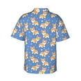 thumbnail image 4 of Xecao Corgi print Hawaiian shirt - a stylish short-sleeve button-down for men, perfect for casual beach and tropical outings., 4 of 9