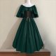 thumbnail image 2 of Gibobby Vestido sexy Disfraz medieval para mujer Vestido de camisa irlandesa con manga de trompeta con corsé Vestido tradicional Halloween M Disfraces de cosplay Vestido de corsé(Verde, XL), 2 of 3