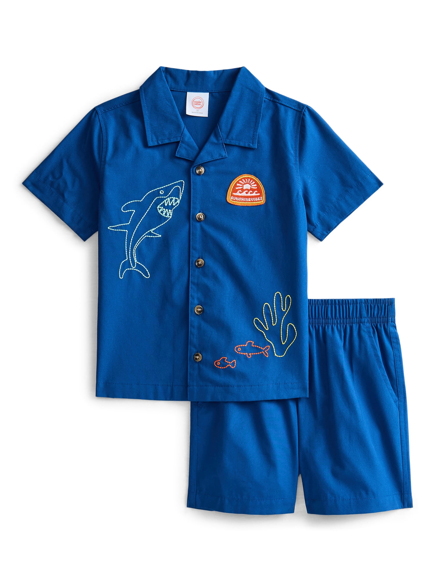 Wonder Nation Toddler Boys Short Sleeve Top and Shorts Outfit Set