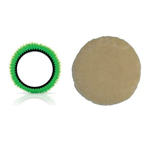Oreck - 237.057 Commercial 237057 Crimped Polypropylene Scrub Orbiter Brush, 12" Diameter & Oreck Commercial - 437.054 437054 Lambs Wool Bonnet Orbiter Pad