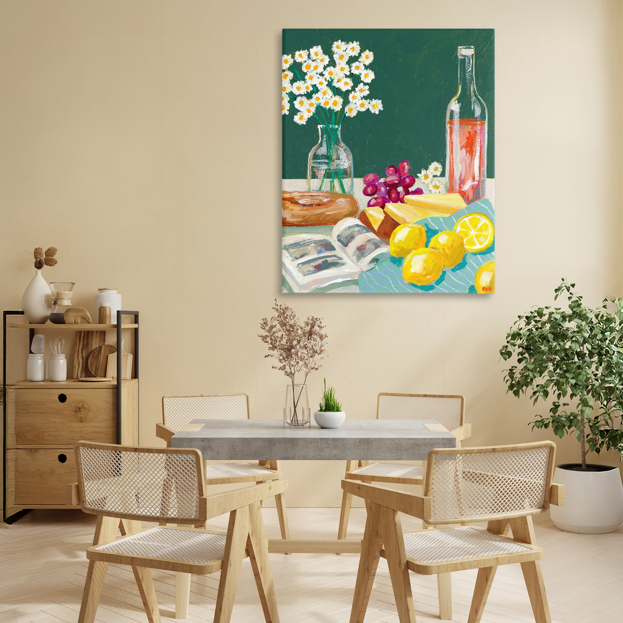 Stupell Industries Cheese, Wine and Lemon Still Life Canvas Wall Art, design by Rachael Reese