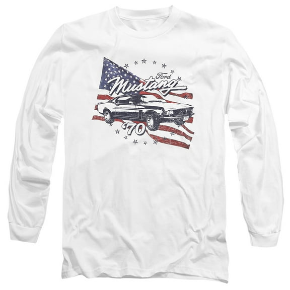 Ford Mustang 70 Mustang Long Sleeve Adult 18/1 T-Shirt White