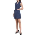 thumbnail image 4 of INSPIRE CHIC Vestido sin mangas de tweed para mujer con cuello, cinturón y botones, vestido de trabajo, talla S, 4 of 5