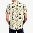 thumbnail image 5 of Xecao Chicken Cartoon for Mens' Casual Short Sleeve Button-Down Polo Shirts for a Classic Golf Look, 5 of 9
