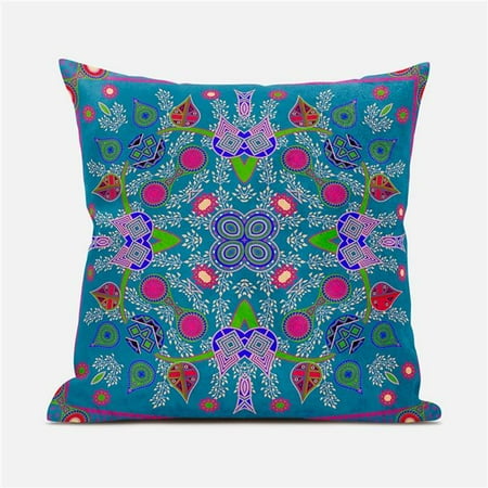 

Amrita Sen Designs CAPL848FSDS-BL-18x18 18 x 18 in. Paisley Leaf Geo Duo Suede Blown & Closed Pillow - Muted Blue Pink & Green