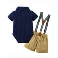 thumbnail image 2 of CARETOO Baby Boy Clothes Suit Shirt Shorts Suspender Pants Formal Set 0-18 Months Cotton Fabric 3pcs, 2 of 17