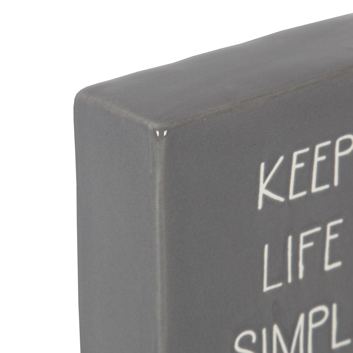 Linden “Keep Life Simple” Porcelain Tabletop Square Art Plaque, 4.1in W x 4in H x 1.4in D