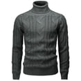thumbnail image 2 of Mens Casual Slim Fit Pullover Sweaters Knitted Turtleneck Twisted Patterned Thermal (CMOSWL076), 2 of 6