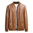thumbnail image 2 of Fayshow0 Men'S Jackets Clearance Sale $12 Men's Spring And Fashion Casual Stand-up Collar Zipper Long Sleeve Hoodless Leather Jacket/jacket Khaki, 2 of 7
