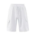 thumbnail image 4 of Lovskoo Cotton Linen Shorts for Men Summer Trendy Drawstring Elastic Solid Color Loose Beach Casual Shorts White, 4 of 8