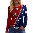 thumbnail image 2 of KDDYLITQ U.s. 250th Anniversary Shirts for Women Summer 250 Years Birthday Crew Neck Tops Liberty Printed July 4th T-Shirts National Flag Print Floral Long Sleeve Tees Wine 3XL, 2 of 6