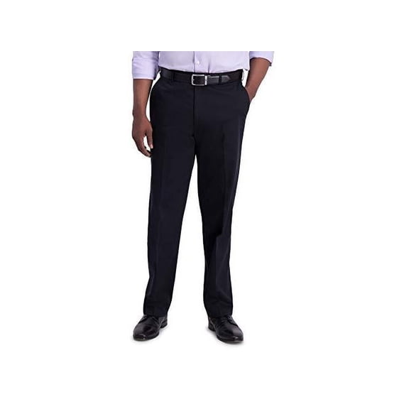 Haggar Men's Iron Free Premium Khaki Classic Fit Flat Front Expandable Waist Casual Pant