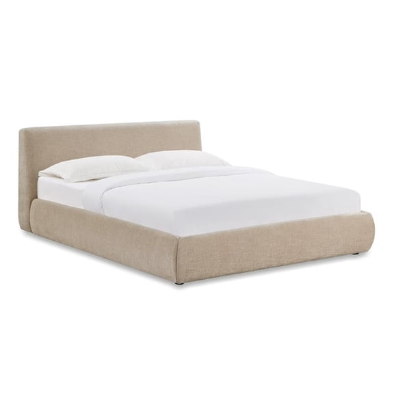 Pemberly Row Contemporary Accent Taupe Textured Velvet Queen Bed