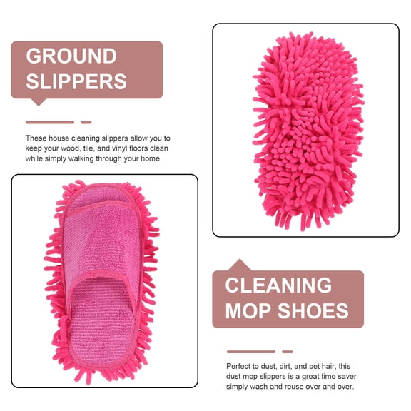 NUOLUX Microfiber Cleaning Slippers for Floors, Chenille Dust Mop Socks, Soft Polishing Footwear for Floor and Cleaning