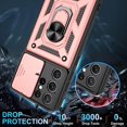 thumbnail image 5 of Compatible with Samsung Galaxy S21 Ultra case,S21 Ultra Case with HD Screen Protector with Slide Camera Cover, 360°Rotation Ring Kickstand [Military Grade] Case for Galaxy S21 Ultra, Rose Gold, 5 of 14