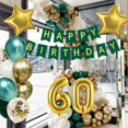 thumbnail image 7 of YANSION Green Gold 60th Birthday Party Decorations Men Women Dark Green Gold Balloons Garland Kit Tissue Pom Poms Flowers Happy Birthday Banner Metallic Confetti Balloons for 60th Birthday Supplies, 7 of 7