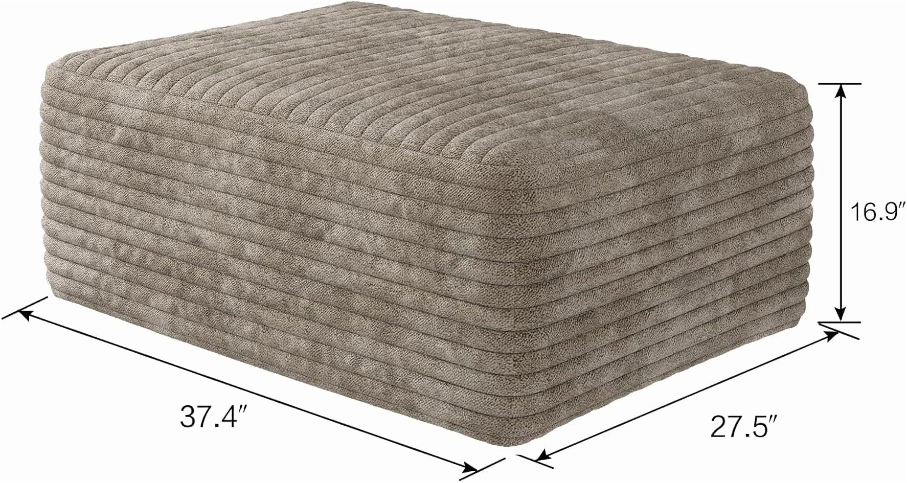 37.4" Plush Corduroy Ottoman, Upholstered Cloud Ottoman for Boneless Couch in a Box, Modular Sectional Couches for Living Room, Compressed Memory Foam, No Assembly Require, Black