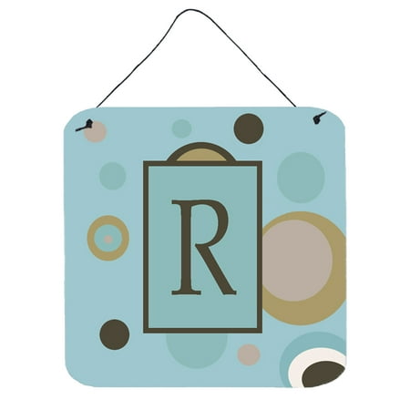 - Letter R Initial Monogram - Blue Dots Wall or Door Hanging Prints
