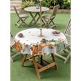 thumbnail image 3 of Outdoor Tablecloth with Umbrella Hole and Zipper, Green Orange Fall Round Table Cloth 54 Inch Waterproof Tablecloth, Pumpkins Botanical Thanksgiving Picnic Table Cover for Patio Camping, 3 of 7