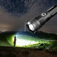 thumbnail image 4 of Linterna LED 10000 lúmenes, 5000 mAh USB recargable 26650 batería incluida, 5 modos de luz, zoom, largo tiempo de trabajo linterna táctica de mano para camping, senderismo, caza, emergencia, 4 of 8