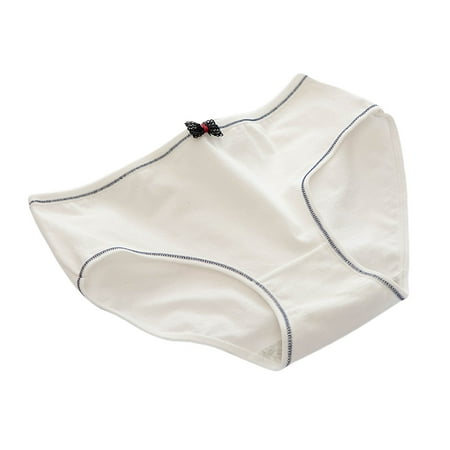

Women Underwear Seamless Bow Lightweight Mid Waist Stretchy Panties for Daily Wear White M