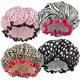 thumbnail image 1 of 4 Pcs Women Shower Caps Elastic Reusable Eco-Friendly Hair Bathing Caps Double Waterproof Layer Bath Cap, 1 of 5