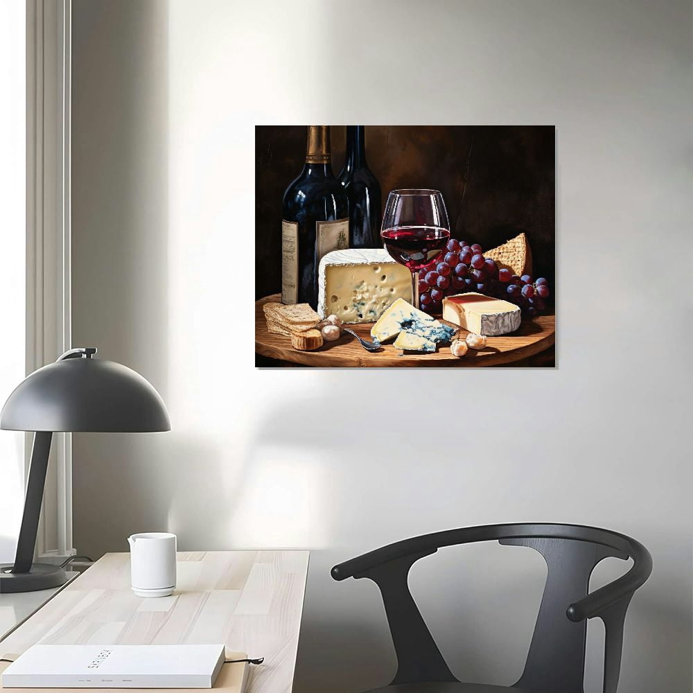 COMIO  Kitchen Canvas Wall Art Vintage Red Wine Bottle Print Picture for Dining Room and Bar Wall Decoration