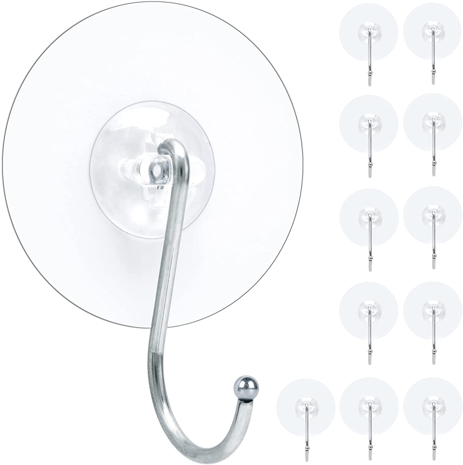 Large Adhesive Hooks 22lb (Max), 12 Pack Transparent Waterproof Big